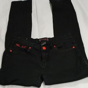 Black and Red Skinny‎ Jeans with Modern Edge